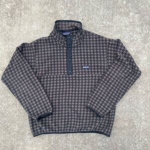 Vintage Retro Patagonia Fleece Houndstooth Jacket Pullover - 90s Men's Medium M